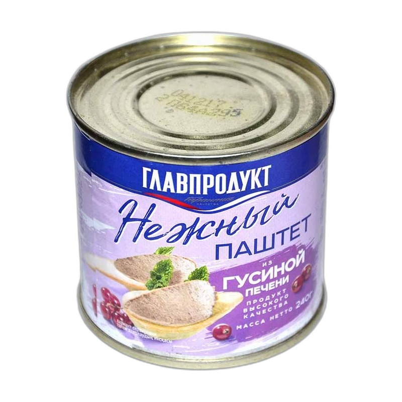 ПАШТЕТ ГЛАВПРОДУКТ С ГУСИНОЙ ПЕЧЕНЬЮ 240Г Ж/Б