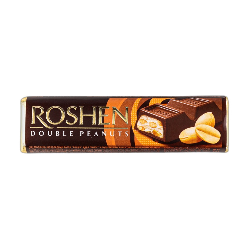 БАТОНЧИК ROSHEN DOUBLE PEANUTS МОЛОЧНО-ШОКОЛАДНЫЙ С АРАХИСОМ 39Г