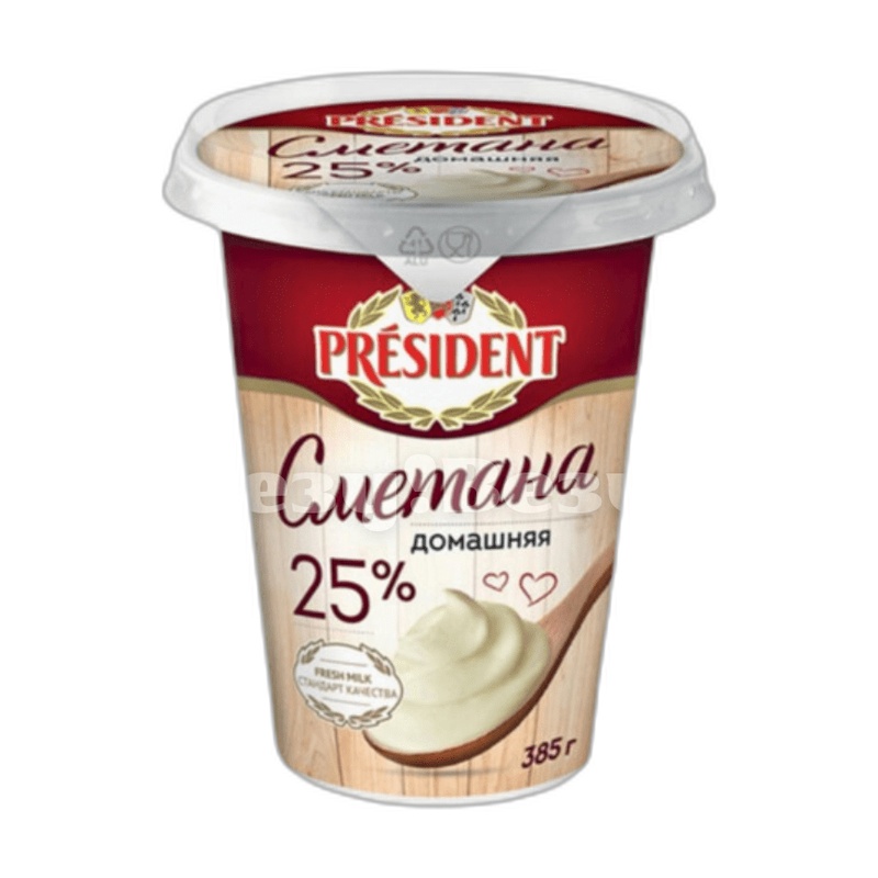 СМЕТАНА PRESIDENT ДОМАШНЯЯ 25% 385Г П/С