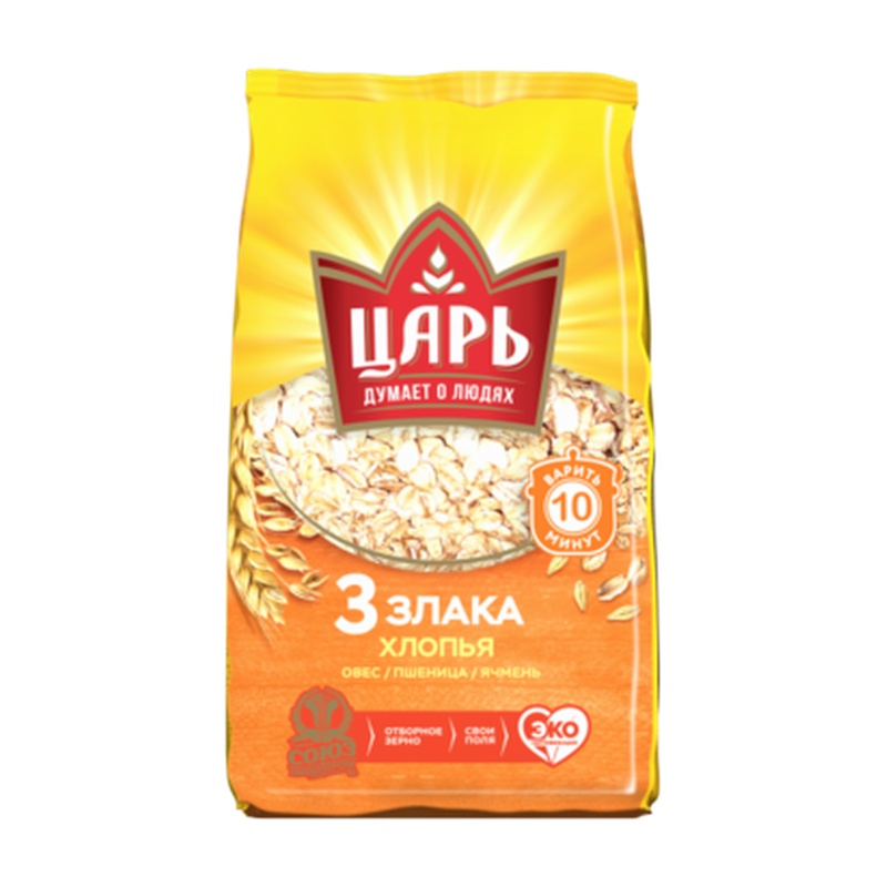 ХЛОПЬЯ ЦАРЬ 3 ЗЛАКА 400Г К/К