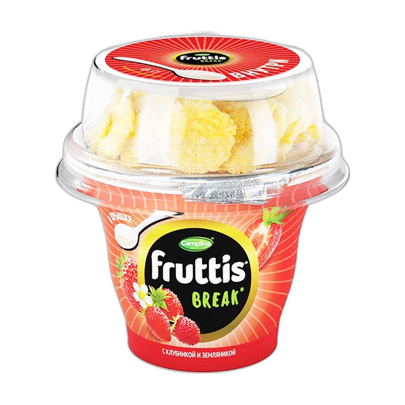 ЙОГУРТ FRUTTIS ВКУСНЫЙ ПЕРЕРЫВ КЛУБНИКА ЗЕМЛЯНИКА 180Г
