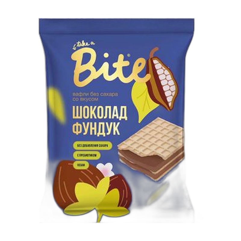 ВАФЛИ ЦВЕТОЧНЫЕ BITE ШОКОЛАД ФУНДУК 30Г