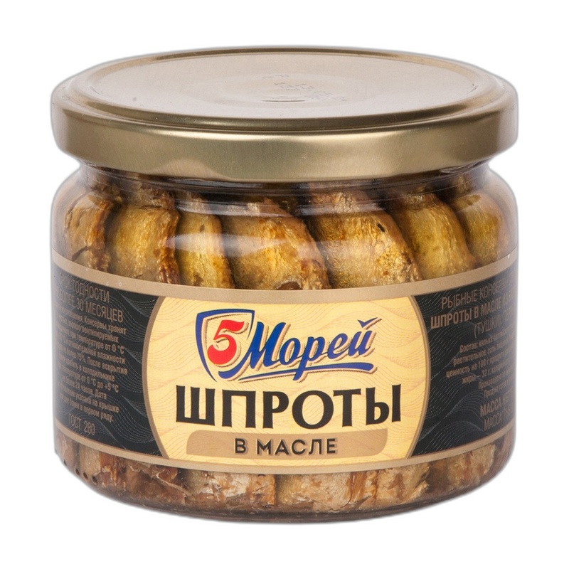 ШПРОТЫ 5 МОРЕЙ В МАСЛЕ 270Г СТ/Б