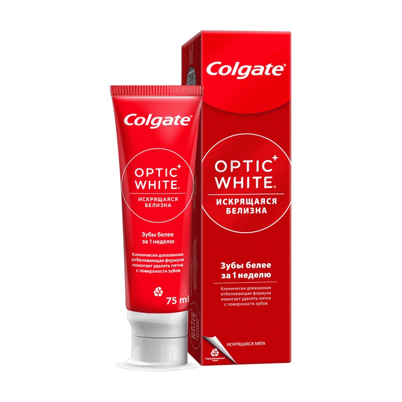 ПАСТА ЗУБНАЯ COLGATE OPTIC WHITE ИСКРЯЩАЯСЯ БЕЛИЗНА 75МЛ
