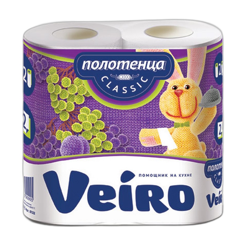 ПОЛОТЕНЦА БУМАЖНЫЕ VEIRO CLASSIC БЕЛЫЕ 2-СЛОЙНЫЕ 2ШТ