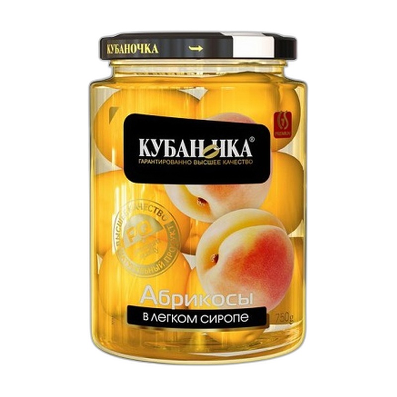 АБРИКОСЫ КУБАНОЧКА В СИРОПЕ 750Г СТ/Б