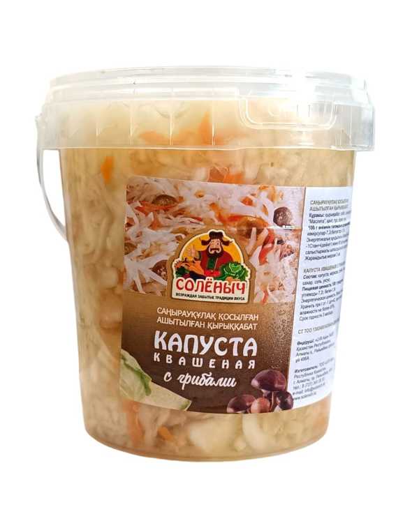 КАПУСТА КВАШЕННАЯ СОЛЕНЫЧ С ГРИБАМИ 850Г ПЭТ