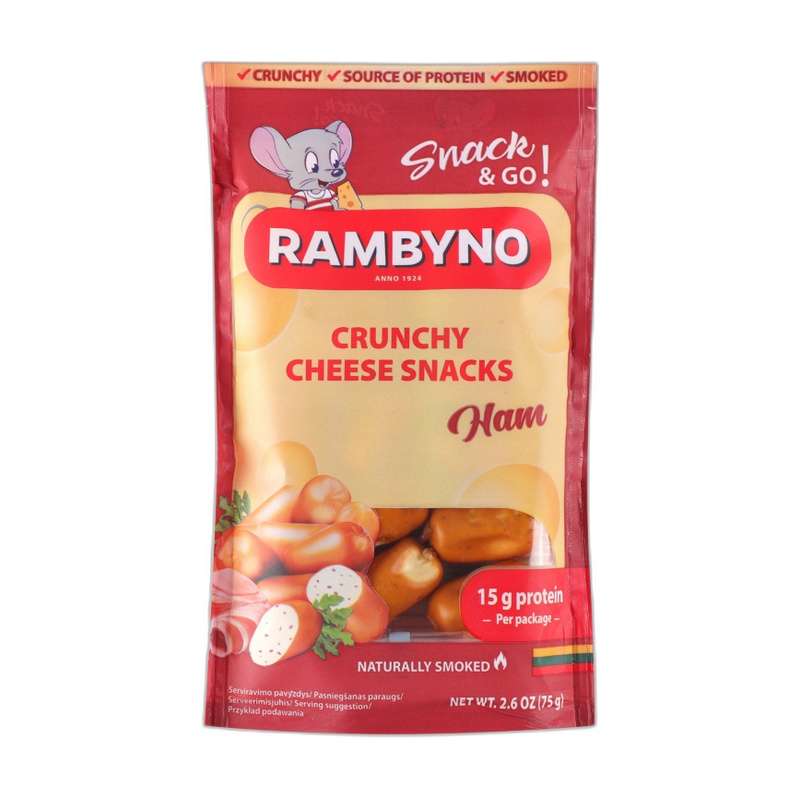 СЫР RAMBYNO ПЛАВЛЕННЫЙ КОПЧЕНЫЙ С ВЕТЧИНОЙ 45% 75Г