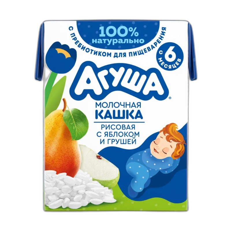 КАШКА МОЛОЧНАЯ АГУША РИСОВАЯ ЯБЛОКО ГРУША 200МЛ Т/П