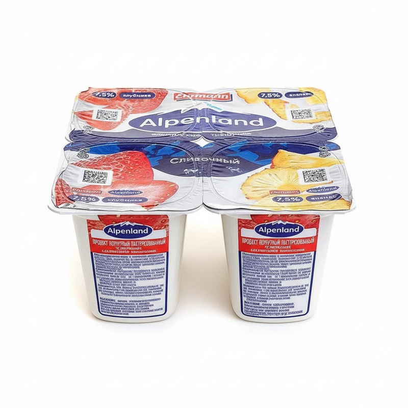 ЙОГУРТ ALPENLAND КЛУБНИКА АНАНАС 7,5% 95Г