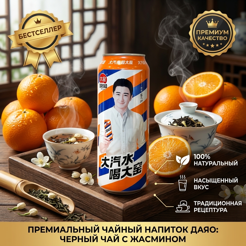 НАПИТОК ГАЗИРОВАННЫЙ DAYAO АПЕЛЬСИН 500МЛ Ж/Б