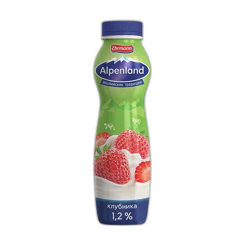 ЙОГУРТ ПИТЬЕВОЙ ALPENLAND КЛУБНИКА 1,2% 290Г П/Б