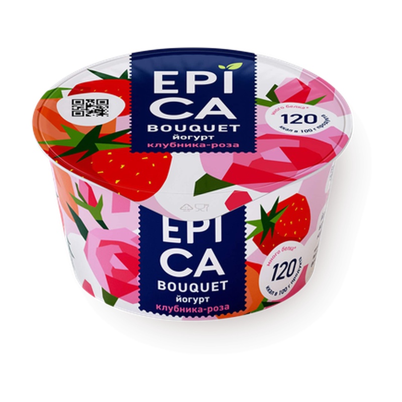 ЙОГУРТ ЕРIСА BOUQUET КЛУБНИКА РОЗА 4,8% 130Г