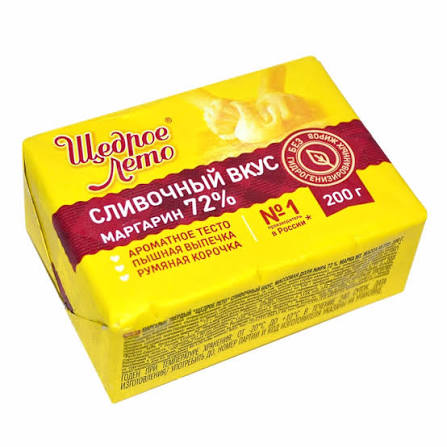 МАРГАРИН ЩЕДРОЕ ЛЕТО СЛИВОЧНЫЙ ВКУС 72% 200Г