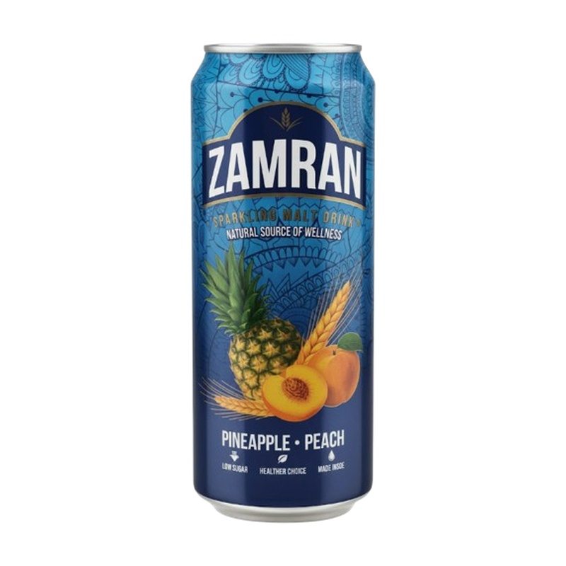 НАПИТОК СОЛОДОВЫЙ ГАЗИРОВАННЫЙ ZAMRAN АНАНАС ПЕРСИК 0,45Л Ж/Б