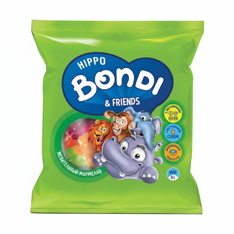 МАРМЕЛАД ЖЕВАТЕЛЬНЫЙ HIPPO BONDI&FRIENDS С ВИТАМИНАМИ 70Г