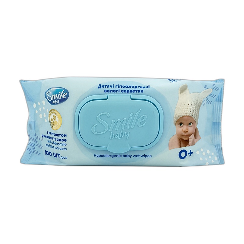 САЛФЕТКИ ВЛАЖНЫЕ ДЕТСКИЕ SMILE BABY АЛОЭ РОМАШКА 100ШТ