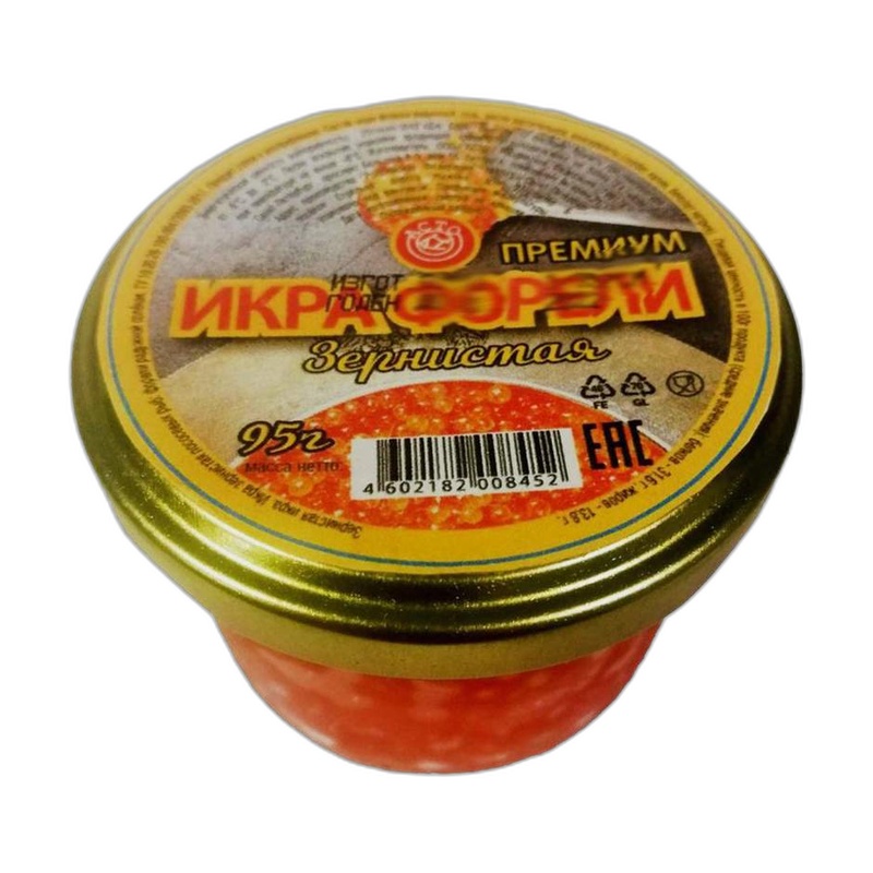 ИКРА ФОРЕЛИ ЗЕРНИСТАЯ СОЛЕНАЯ 95Г Ж/Б