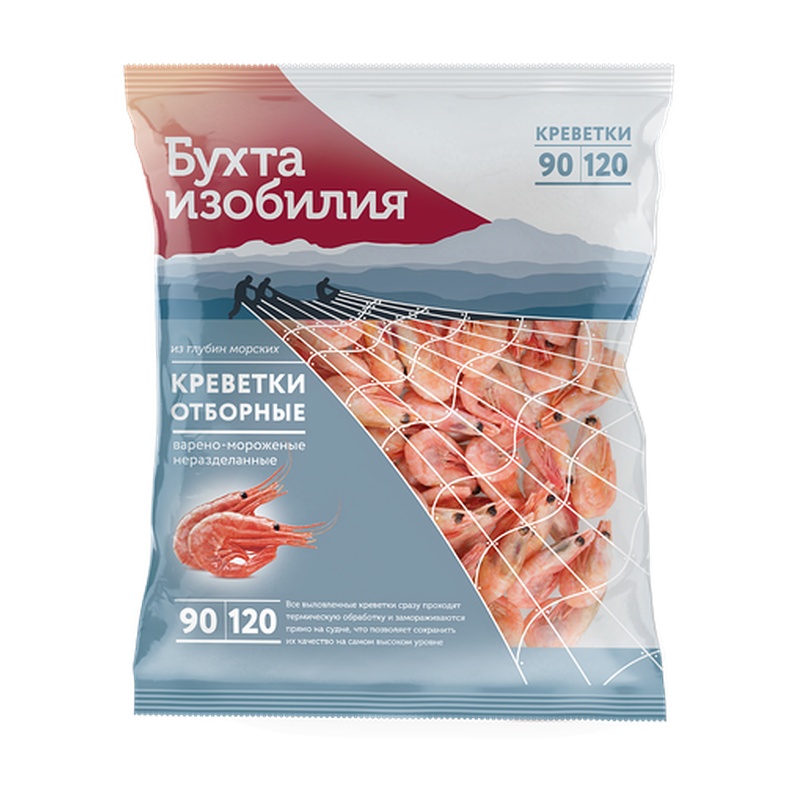 КРЕВЕТКИ БУХТА ИЗОБИЛИЯ ОТБОРНЫЕ В/М 90/120 400Г