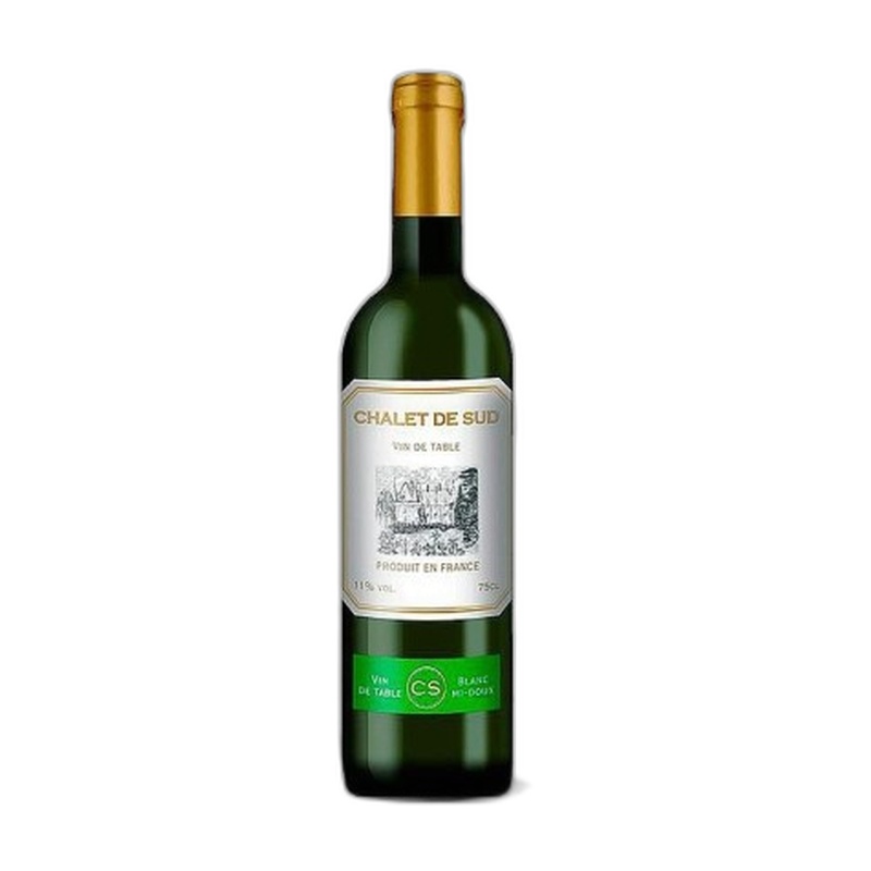 ВИНО CHALET DE SUD SAUVIGNON БЕЛОЕ ПОЛУСЛАДКОЕ 11% 0,75Л ФРАНЦИЯ