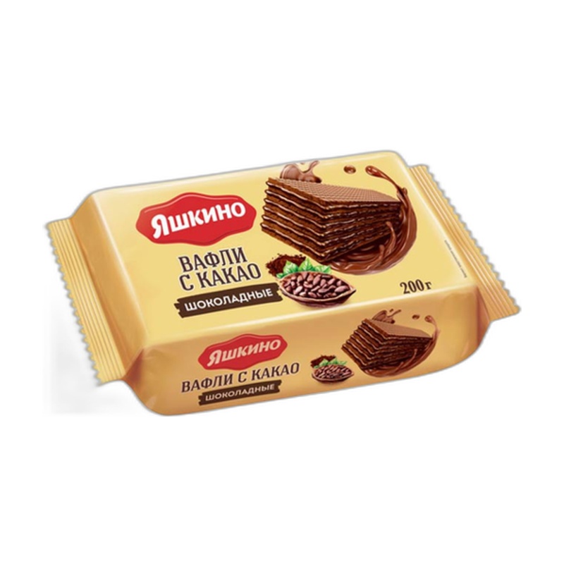 ВАФЛИ ЯШКИНО ШОКОЛАДНЫЕ 200Г