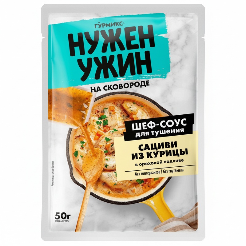 СОУС ГУРМИКС ДЛЯ САЦИВИ ИЗ КУРИЦЫ В ОРЕХОВОЙ ПОДЛИВЕ 50Г