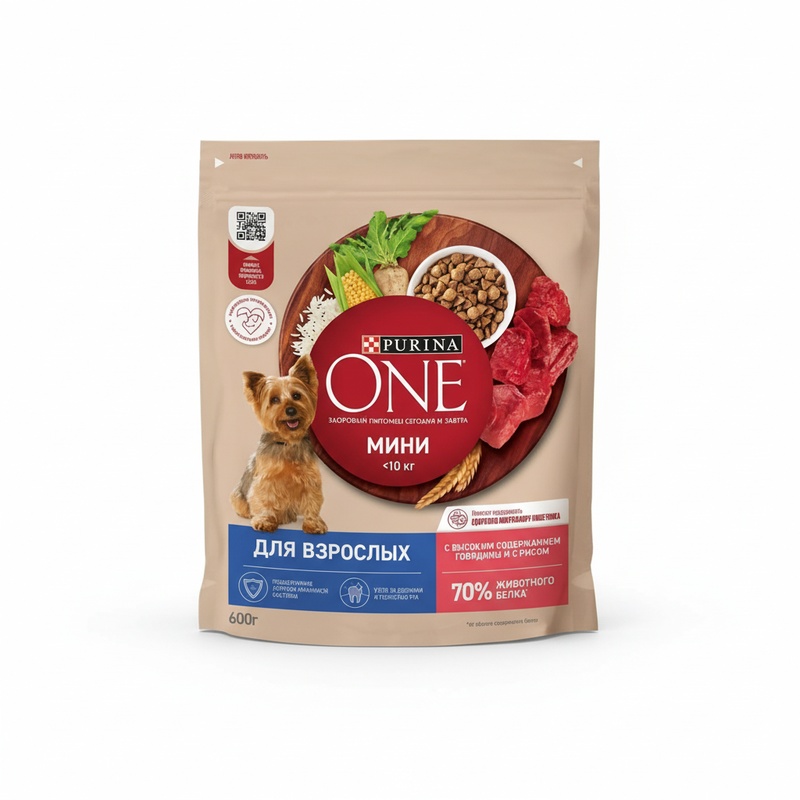 КОРМ ДЛЯ СОБАК PURINA ONE МИНИ ГОВЯДИНА И РИС 600Г