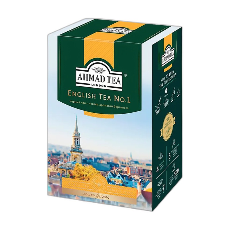 ЧАЙ ЧЕРНЫЙ AHMAD TEA ENGLISH №1 ЛИСТОВОЙ С БЕРГАМОТОМ 200Г