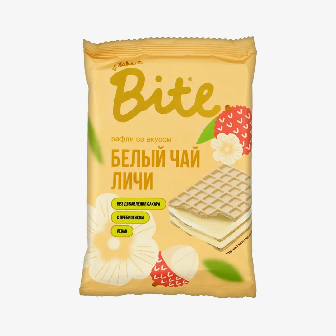 ВАФЛИ ЦВЕТОЧНЫЕ BITE ЛИЧИ БЕЛЫЙ ЧАЙ 30Г