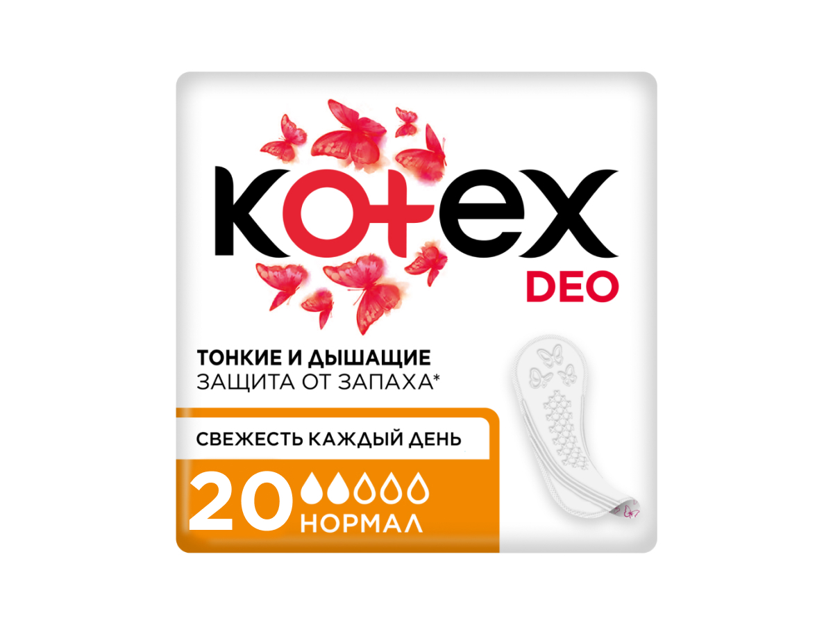 ПРОКЛАДКИ ЕЖЕДНЕВНЫЕ KOTEX DEO NORMAL 20ШТ