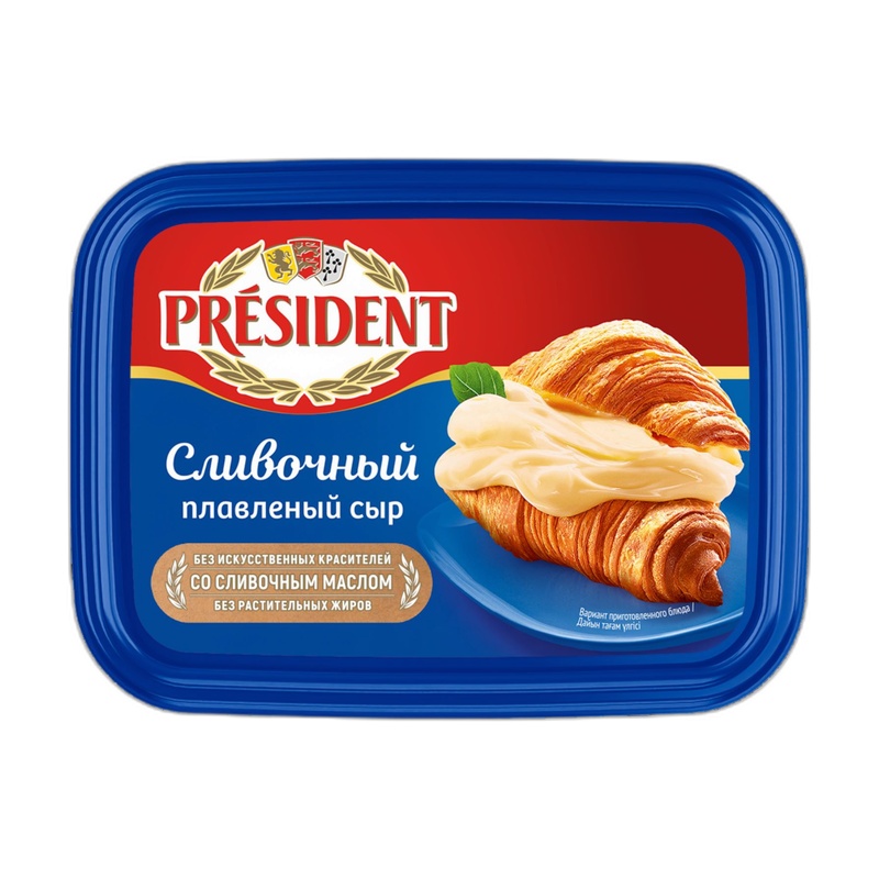 СЫР ПЛАВЛЕНЫЙ PRESIDENT СЛИВОЧНЫЙ 45% 200Г ВАННА