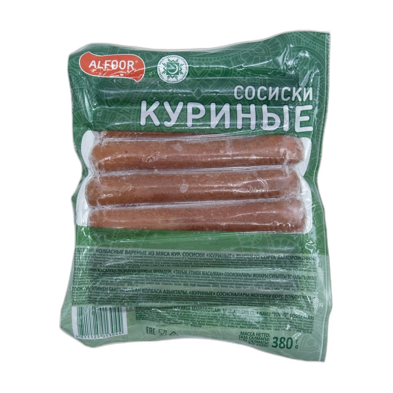 СОСИСКИ ALFOOR КУРИНЫЕ В/С 380Г ЗАМ
