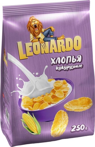 ЗАВТРАК ГОТОВЫЙ LEONARDO ХЛОПЬЯ КУКУРУЗНЫЕ 250Г