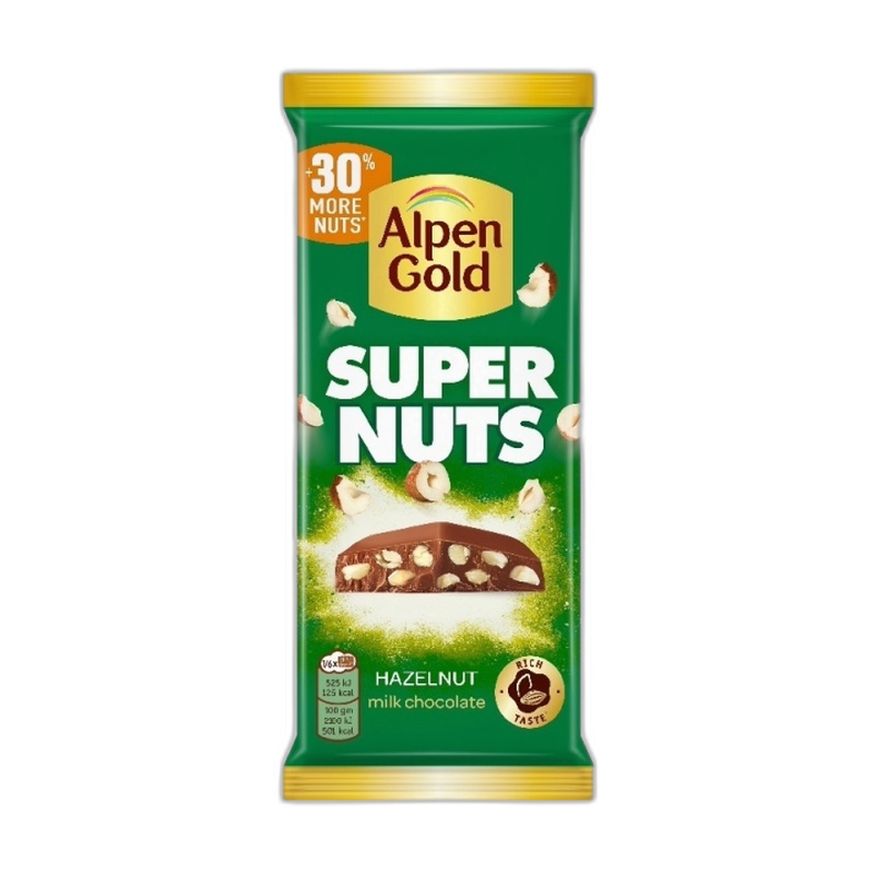ШОКОЛАД ALPEN GOLD SUPER NUTS ФУНДУК 120Г