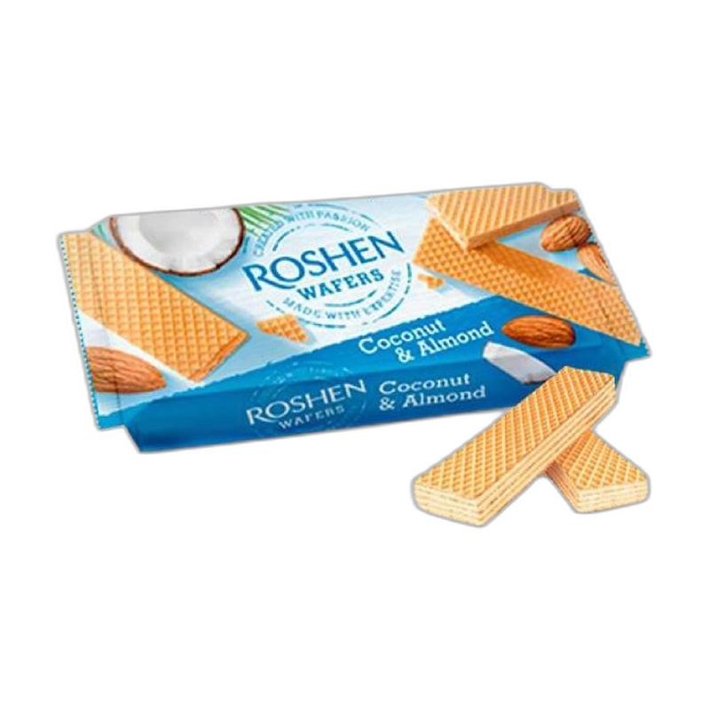 ВАФЛИ ROSHEN WAFERS КОКОС-МИНДАЛЬ ККФ 216Г