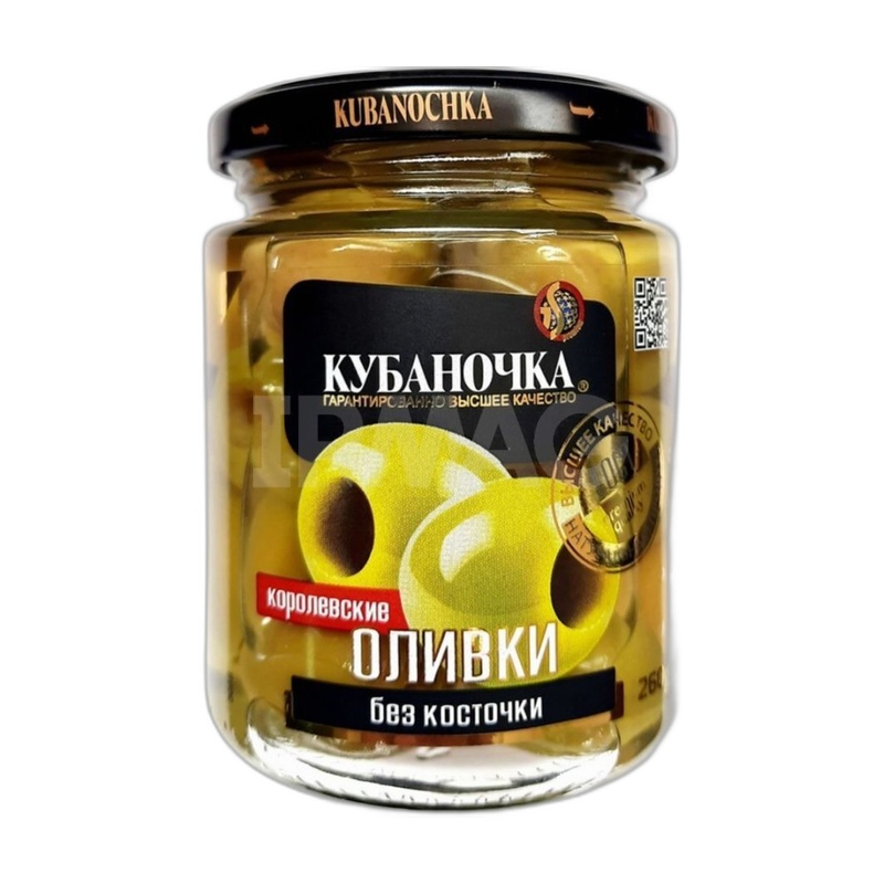 ОЛИВКИ КУБАНОЧКА КРУПНЫЕ БЕЗ КОСТОЧКИ 360Г