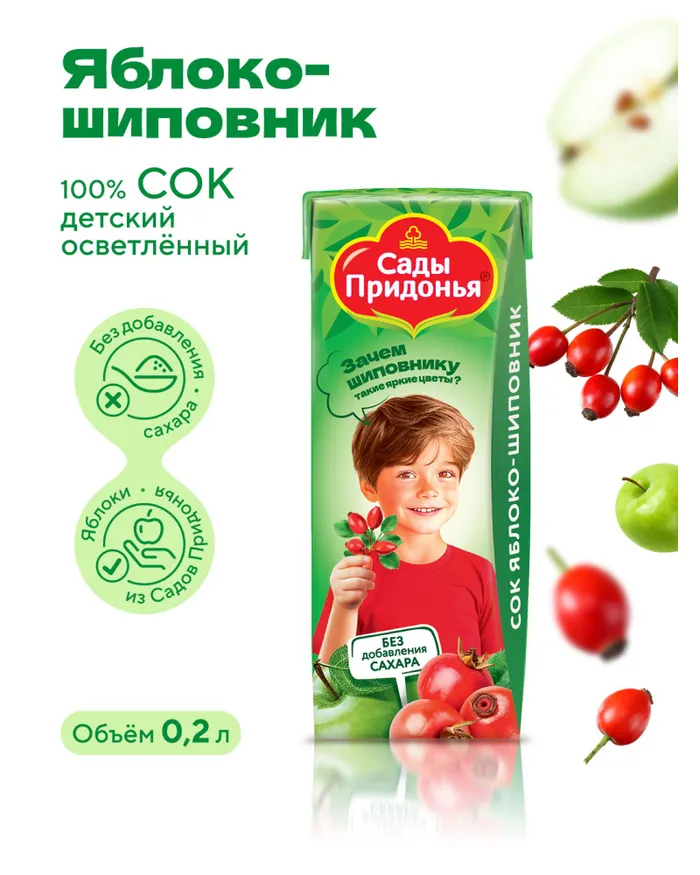 СОК САДЫ ПРИДОНЬЯ ЯБЛОКО ШИПОВНИК 200МЛ Т/П