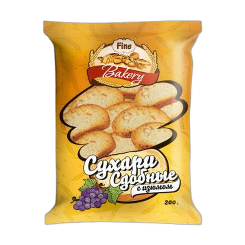СУХАРИ FINE BAKERY СДОБНЫЕ С ИЗЮМОМ 200Г