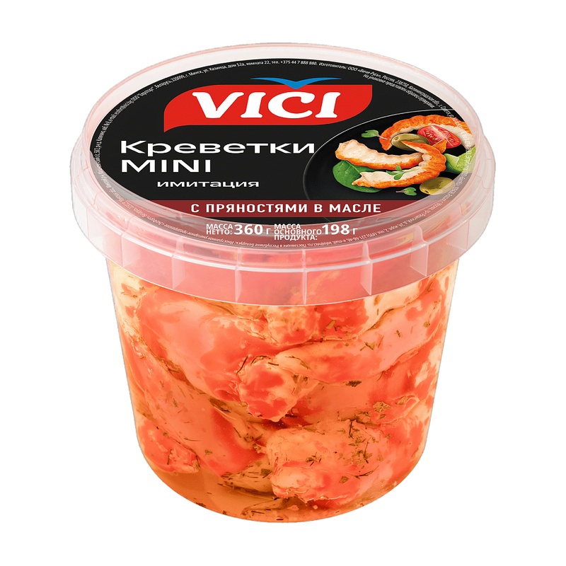 КРЕВЕТКИ MINI VICI СУРИМИ С ПРЯНОСТЯМИ В МАСЛЕ 360Г