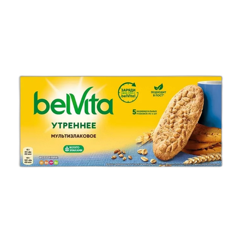 ПЕЧЕНЬЕ BELVITA УТРЕННЕЕ МУЛЬТИЗЛАКОВОЕ 225Г
