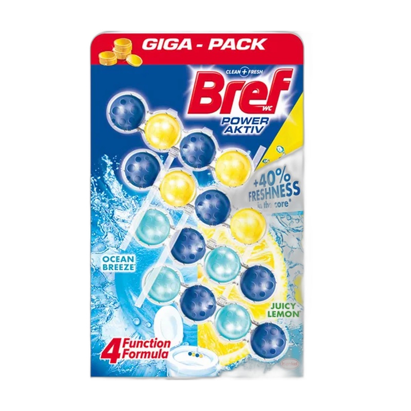 БЛОК ДЛЯ УНИТАЗА BREF POWER ACTIVE LEMON OCEAN 4X50Г