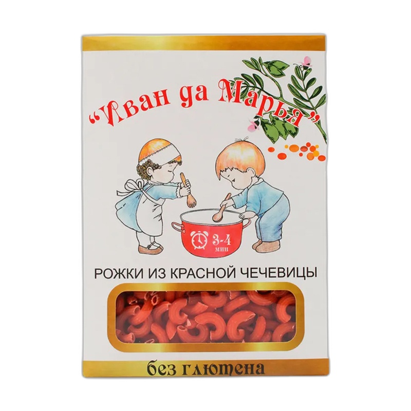 РОЖКИ ИЗ КРАСНОЙ ЧЕЧЕВИЦЫ ИВАН ДА МАРЬЯ БЕЗ ГЛЮТЕНА 400Г