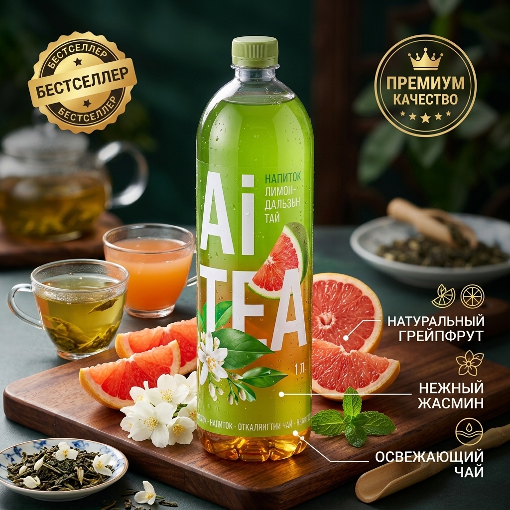 НАПИТОК ЧАЙНЫЙ ФРУКТОВЫЙ ЖАСМИН И ПОМЕЛО 1Л ПЭТ