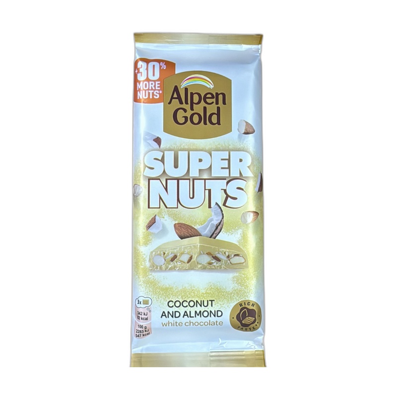 ШОКОЛАД ALPEN GOLD SUPER NUTS МИНДАЛЬ КОКОСОВАЯ СТРУЖКА 120Г