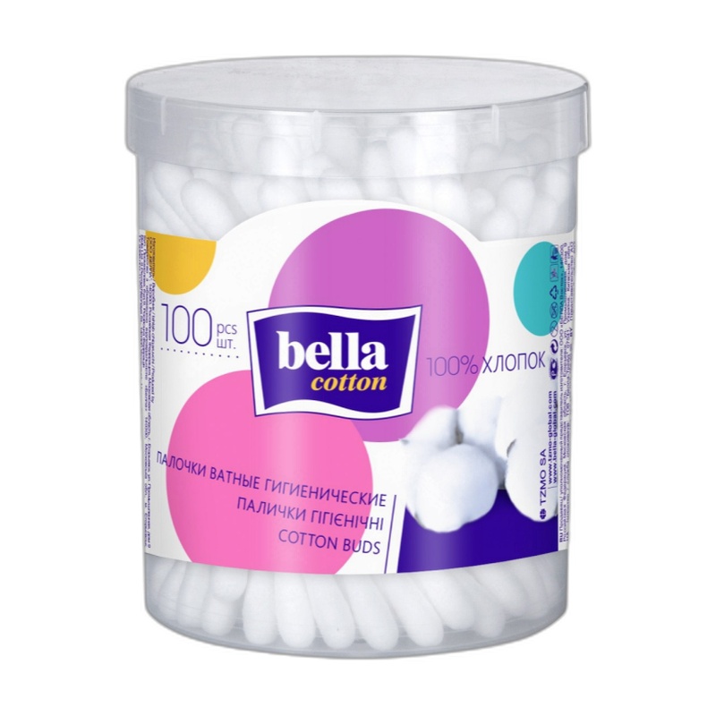 ПАЛОЧКИ ВАТНЫЕ BELLA 100ШТ ПЭТ