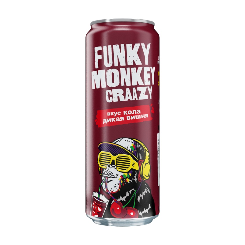НАПИТОК ГАЗ FUNKY MONKEY CRAAZY КОЛА ДИКАЯ ВИШНЯ 0,45Л Ж/Б