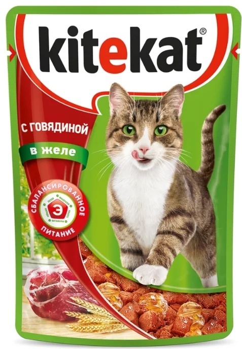 КОРМ ДЛЯ КОШЕК KITEKAT РАГУ С ГОВЯДИНОЙ 85Г