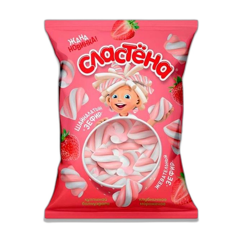 ЗЕФИР ЖЕВАТЕЛЬНЫЙ СЛАСТЁНА КЛУБНИЧНОЕ МОРОЖЕНОЕ 75Г