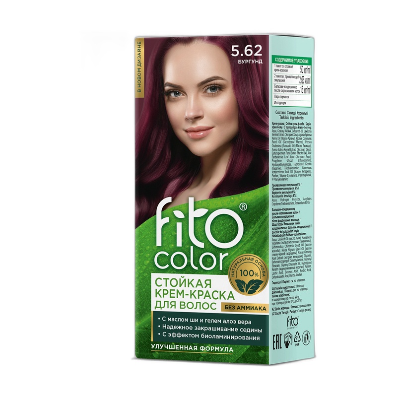 КРЕМ-КРАСКА ДЛЯ ВОЛОС FITOCOLOR СТОЙКАЯ 5.62 ТОН БУРГУНД 115МЛ