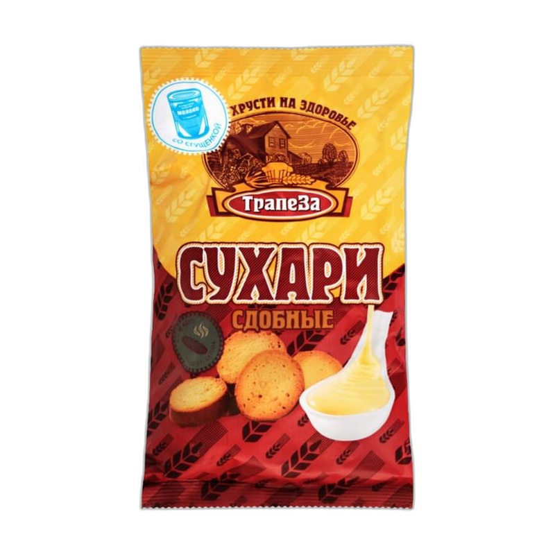 СУХАРИ ТРАПЕЗА СДОБНЫЕ СГУЩЕНОЕ МОЛОКО 200Г
